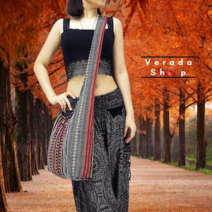 Gewebte Baumwolltasche,Hippietasche, Hobo Boho Tasche, Schultertasche, Schultertasche, Crossbody Geldbörse Frauentasche, Handtaschen, langer Riemen (CWS)