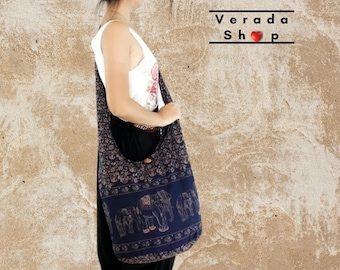 Women bag,Handbags,Cotton bag Elephant bag,Hippie Hobo Boho bag,Shoulder bag,Sling bag,Messenger bag,Tote bag,Crossbody bag Purse Navy blue