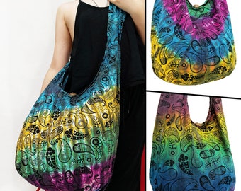 Tie Dye Bag Cotton Bag,Hippie bag,Hobo bag,Boho bag,Shoulder bag,Sling bag,Messenger bag,Tote bag,Crossbody bag Gypsy Purse Handbags,Rainbow