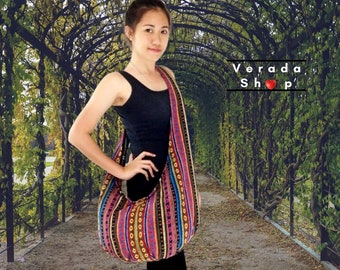 Verada-Woven Cotton Hobo Bag: Hippie Boho Crossbody Sling Bag WF34