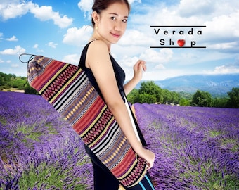 Verada-Handmade Woven Cotton Yoga Mat Bag: Adjustable Strap WF46