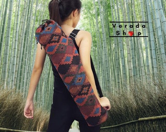 Verada-Handmade Woven Cotton Yoga Mat Bag: Adjustable Strap WF72