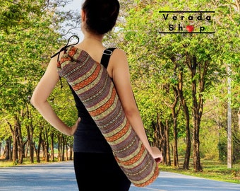 Bolsa para esterilla de yoga Verada de algodón tejido a mano: bandolera con correa ajustable WF6