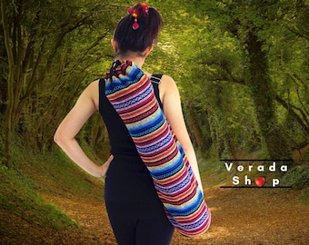 Verada-Handmade Woven Cotton Yoga Mat Bag: Adjustable Strap WF13