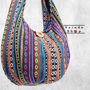 Tasche aus Baumwolle gewebt,Handtasche,Thai Geldbörse,Tribal Tasche,Hippie Tasche,Boho Tasche,Schultertasche,Frauentasche, Alltagstasche,kurze-lange Riemen (WF33)