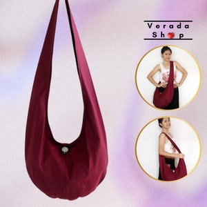 Handtaschen, Canvas Tasche, Schultertasche, Sling Tasche, Hobo Tasche, Boho Tasche Messenger Tasche, Henkeltasche, Crossbody Purse Elephant button Maroon