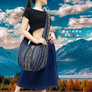 Blaue gewebte Tasche Thai Handtaschen, Henkeltasche, Baumwolltasche, Hippietasche, Hobo Tasche, Boho Tasche, Schultertasche, Frauentasche, kurze & lange Riemen (WF380)