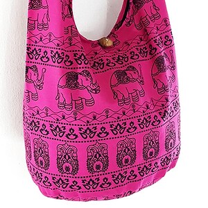 Women bag,Handbags,Cotton bag Elephant bag,Hippie Hobo bag,Boho bag,Shoulder bag,Sling bag,Messenger bag,Tote bag,Crossbody Purse Hot Pink image 2