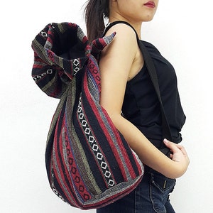 Woven Cotton Bag,Single Strap Backpack Hippie Hobo Boho bag,Tote Travel Bag,School bag Women bag,Handbags,Shoulder One Strap BackpackSWF63 image 2