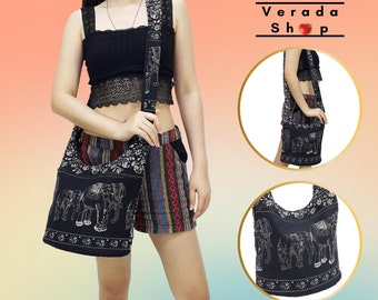 Verada-Cotton Elephant Hobo Bag: Boho Crossbody Shoulder Bag