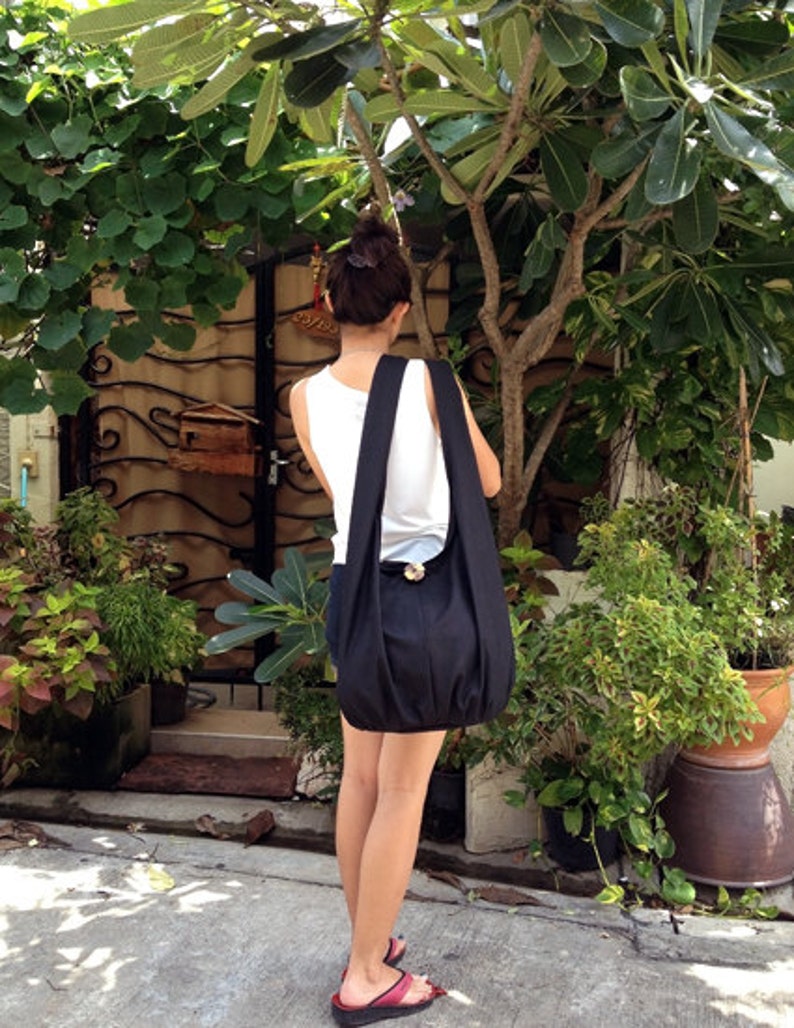 Handbags,Canvas Bag,Shoulder bag,Sling bag,Hobo bag,Boho bag Messenger bag,Tote bag,Crossbody Purse Black image 2