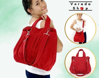 Canvas Bag,Cotton bag Handbags,Diaper bag,Shoulder bag,Hobo bag,Tote bag,Messenger Purse,Everyday bag, Red  Martha