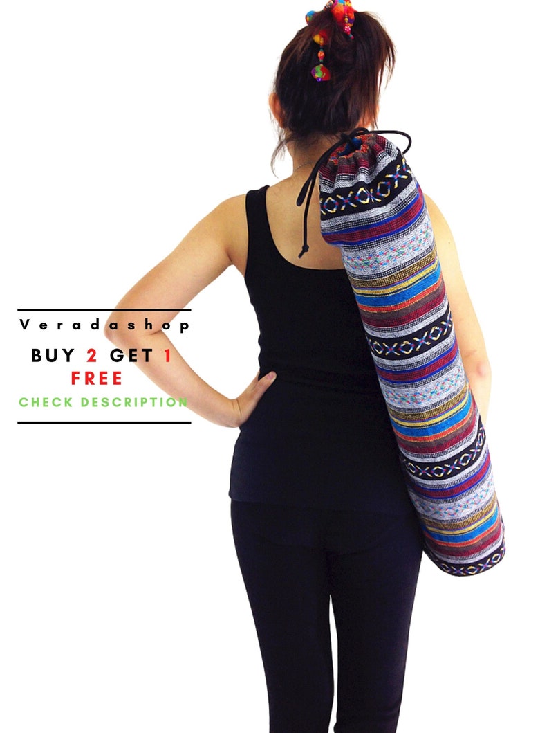 Handmade Yoga Mat Bag Yoga Bag Sports Bags Tote Yoga Sling bag Pilates Bag Pilates Mat Bag Woven Yoga Bag Women bag Woven Cotton bag (WF14) 