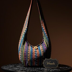 Bolso bandolera de algodón tejido Verada: estilo bohemio hippie tailandés WF33 imagen 1