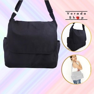 Women bag,Cotton bag Canvas Bag,Diaper bag,Shoulder bag,Hobo bag,Tote bag,Messenger bag,Purse Handbags,Everyday bag,Black Laura