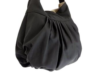 Verada-Dark Gray Canvas Hobo Bag: Everyday Messenger Purse Lily