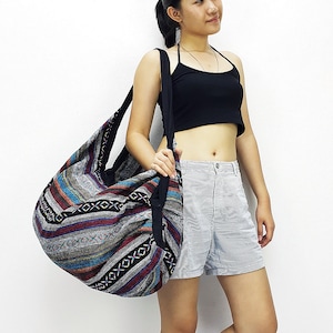 Verada-Woven Cotton Hippie Bag: Boho Hobo Crossbody Backpack BWF14