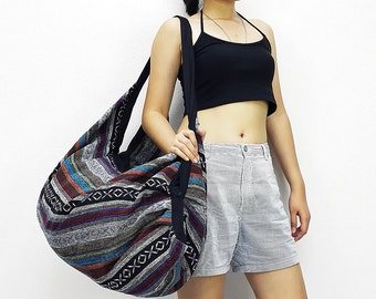Woven Cotton Backpack: Embroidered Boho Hippie Bag - Etsy display picture 3