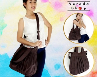 Handbags,Canvas Bag,Shoulder bag,Hobo bagHobo bag,Tote bag,Messenger bag,Purse Everyday bag, Chocolate Brown  Nina