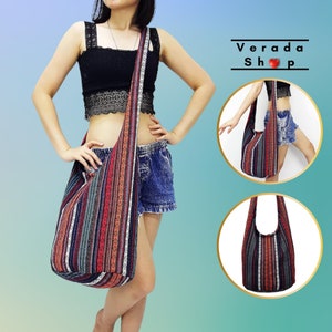 Gewebte Baumwolltasche,Hippietasche, Hobo Boho Tasche, Schultertasche, Schultertasche, Schultertasche, Crossbody-Tasche, Geldbörse Frauentasche, Handtaschen, langer Riemen CWB43