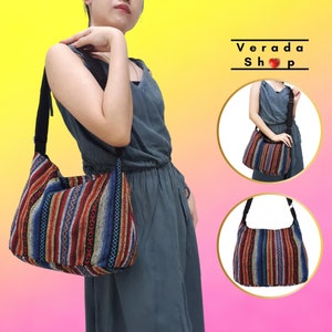 Woven Bag Cotton Purse Tote Women bag,Hippie bag,Hobo bag,Boho bag,Shoulder bag,Handbags,Crossbody Bag,Sling Bag Messenger Bag - SBS19