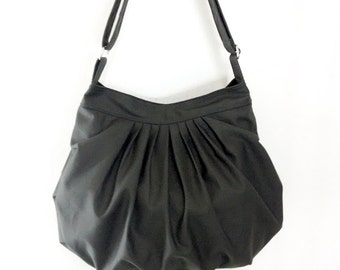 Verada-Dark Gray Canvas Hobo Bag: Everyday Shoulder Bag Dahlia