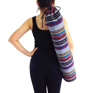 Handmade Yoga Mat Bag,Yoga Bag,Sports Bags,Tote Yoga Sling bag,Pilates Bag,Pilates Mat Bag,Woven Yoga Bag,Women bag,Woven Cotton bag WF14 image 5