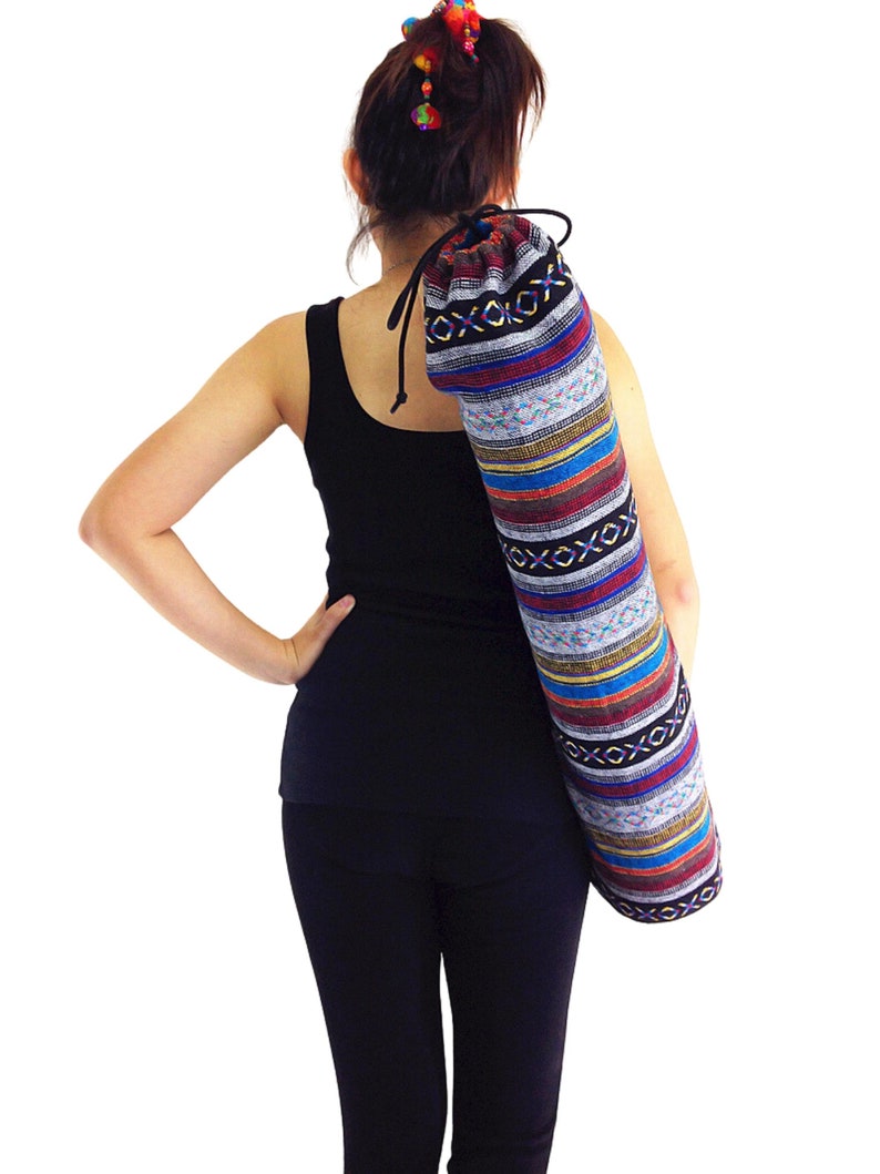 Handmade Yoga Mat Bag,Yoga Bag,Sports Bags,Tote Yoga Sling bag,Pilates Bag,Pilates Mat Bag,Woven Yoga Bag,Women bag,Woven Cotton bag WF14 image 5