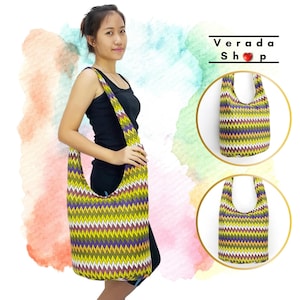Women Canvas Bag,Shoulder bag,Sling bag,Hobo bag,Boho bag,Messenger bag,Tote bag,Crossbody bag Purse Printed Canvas Zig Zag Handbags