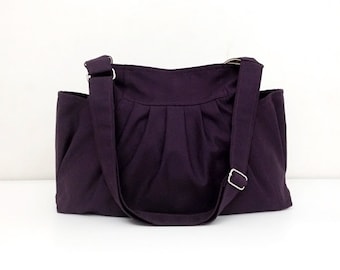 Handmade Bag Canvas Bag Diaper bag Shoulder bag Hobo bag Tote bag Messenger Purse Everyday bag Dark Purple Jamie