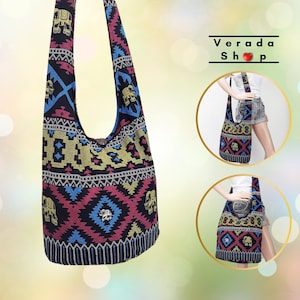 Women bag,Handbags,Cotton bag Elephant bag,Hippie Hobo bag,Boho bag,Shoulder bag,Sling bag,Messenger bag,Tote bag,Crossbody bag Purse Black