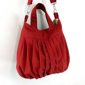 Canvas Bag,Cotton bag Handbags,Diaper bag,Shoulder bag,Hobo bag,Tote bag,Messenger Purse,Everyday bag, Red Martha image 4