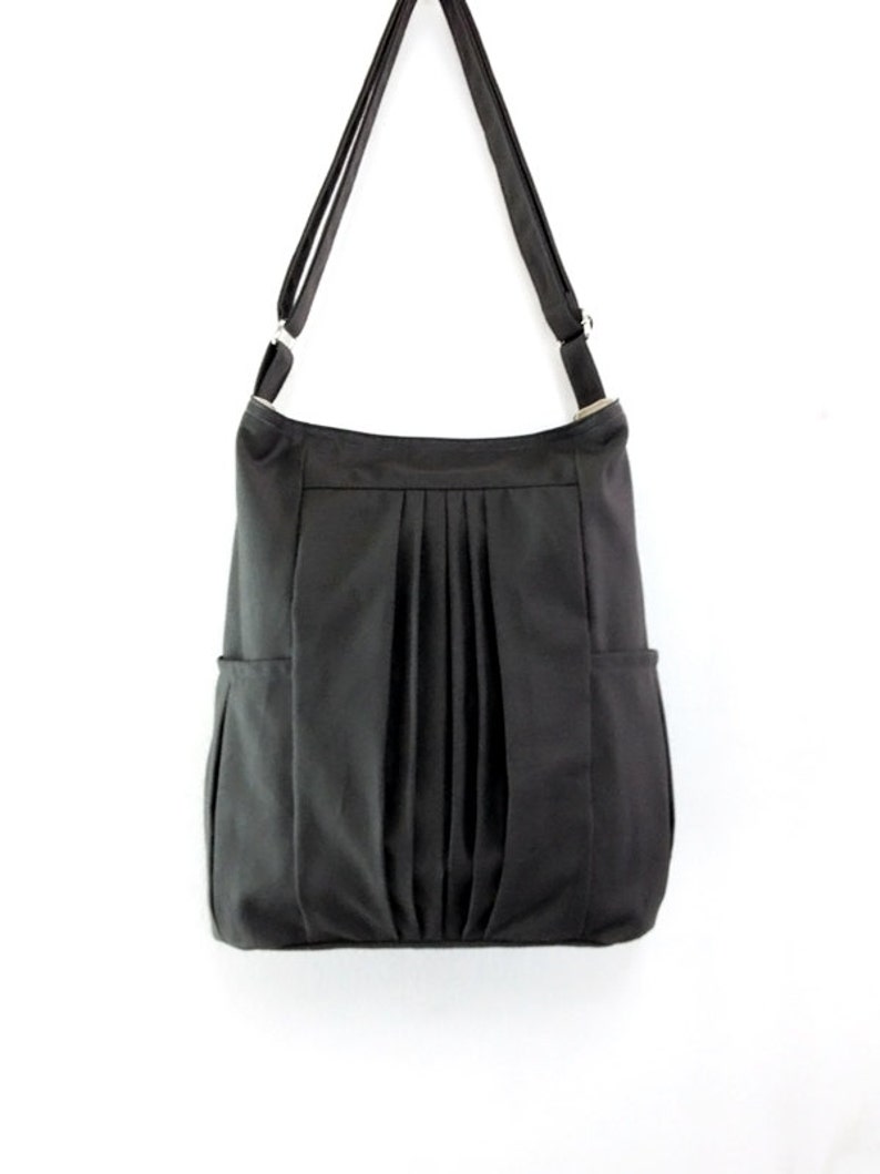 Handbags,Cotton bag Canvas Bag,Diaper bag,Shoulder bag,Hobo bag,Tote bag,Messenger Purse,Everyday bag, Dark Gray Paula image 3