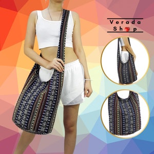 Gewebte Baumwolltasche,Hippietasche, Hobo Boho Tasche, Schultertasche, Schultertasche, Schultertasche, Crossbody-Tasche, Geldbörse Frauentasche, Handtaschen, langer Riemen CWB22