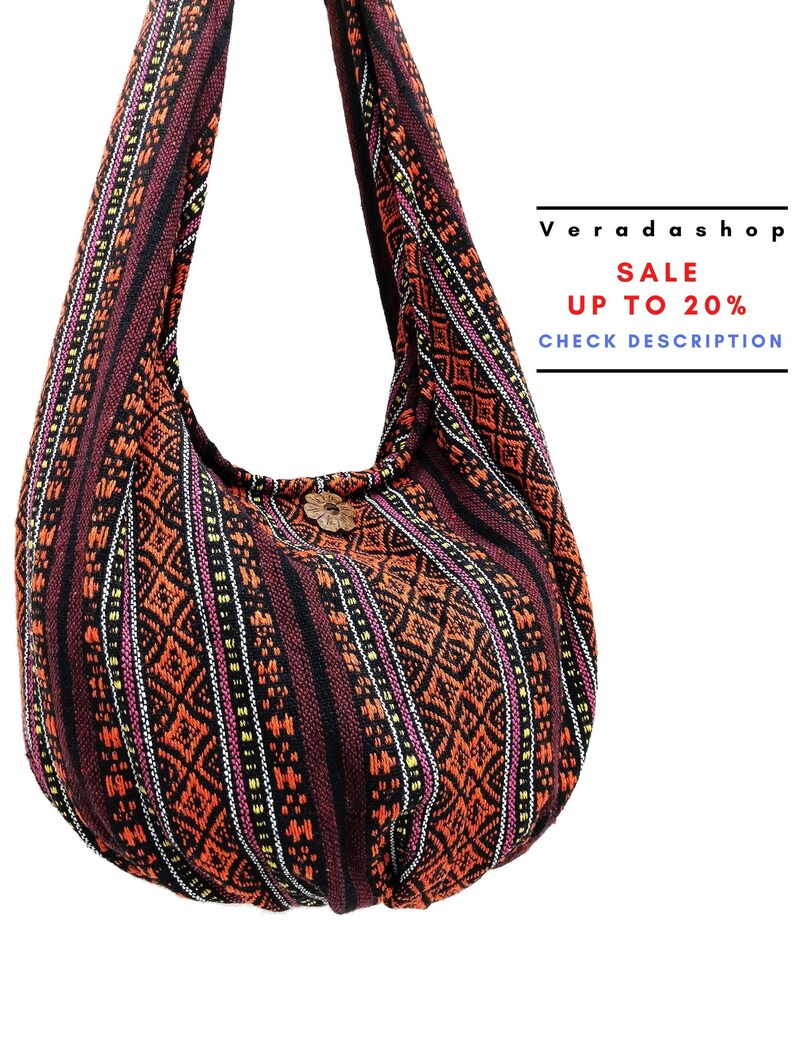 Thai Woven Bag Handbags Purse Tote Cotton Bag Hippie bag Hobo bag Boho Crossbody bag Shoulder bag Women bag Short & Long Strap (WF284) 