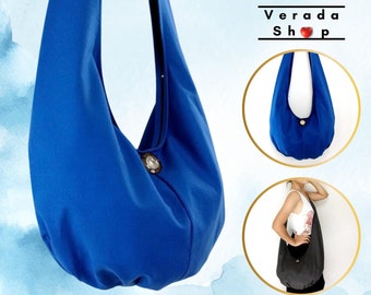 Handbags,Canvas Bag,Shoulder bag,Sling bag,Hobo bag,Boho bag,Messenger bag,Tote bag,Crossbody Purse  Elephant button  Dark Blue