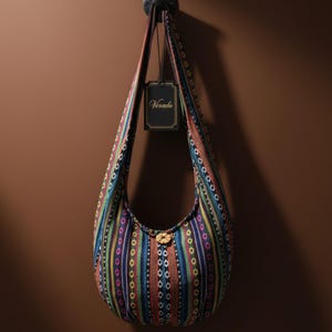 Bolso bandolera de algodón tejido Verada: estilo bohemio hippie tailandés WF33 imagen 2