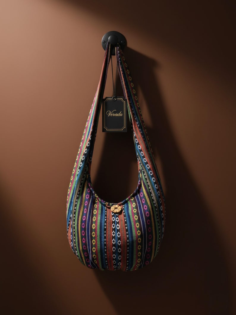 Bolso bandolera de algodón tejido Verada: estilo bohemio hippie tailandés WF33 imagen 2