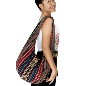 Geweven tas handtassen, portemonnee Tote Thaise katoenen tas, tribale tas, hippie tas, hobo tas, boho tas, schoudertas, damestas, korte en lange riem WF67 afbeelding 4