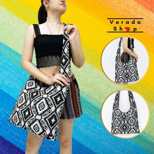 Gewebte Baumwolltasche,Hippie Tasche,Boho Tasche,Schultertasche,Umhängetasche, Crossbody Tasche, Boho Geldbörse Frauen Tasche,Handtaschen, mit langem Riemen (CWS)