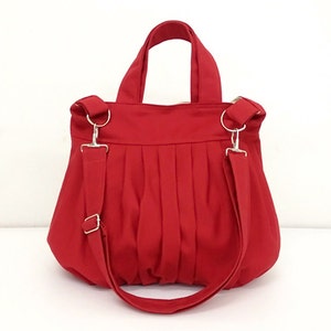 Canvas Bag,Cotton bag Handbags,Diaper bag,Shoulder bag,Hobo bag,Tote bag,Messenger Purse,Everyday bag, Red Martha image 3
