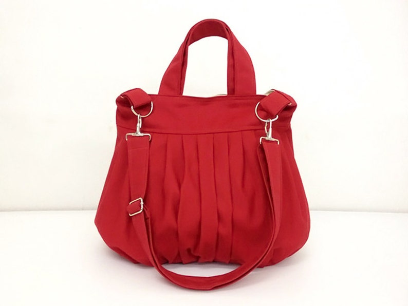 Canvas Bag,Cotton bag Handbags,Diaper bag,Shoulder bag,Hobo bag,Tote bag,Messenger Purse,Everyday bag, Red Martha image 3