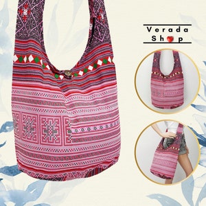 Sac pour femme,Sacs à main,Sac en coton,Sac Hill Tribe,Sac hippie,Sac hobo,Sac bohème,Sac à bandoulière,Sac à bandoulière,Sac messager,Sac fourre-tout Sac à main rose