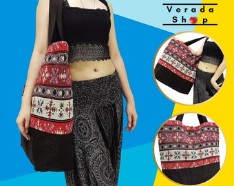 Verada-Woven Cotton Hobo Bag: Ethnic Hippie Tote Bag TWB12