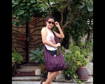 Bolso hobo de lona morado oscuro Verada: bandolera cruzada
