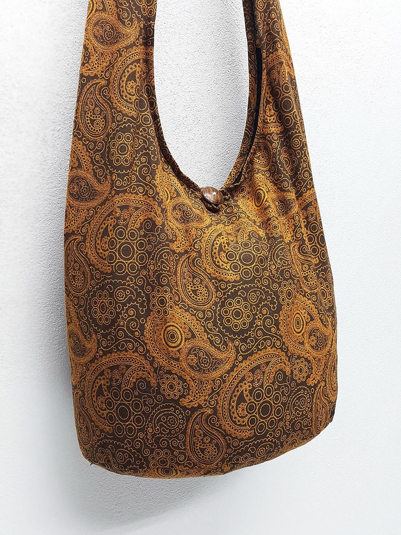 Women bag Handbags Cotton bag Hippie bag Hobo bag Boho bag Shoulder bag Sling bag Messenger Tote bag Crossbody bag Purse Paisley Brown