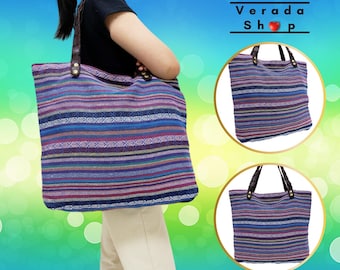Verada-Thai Woven Cotton Hobo Bag: Boho Hippie Tote OTB01
