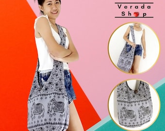 Women bag,Handbags,Cotton bag Elephant bag,Hippie Hobo bag,Boho bag,Shoulder bag,Sling bag,Messenger bag,Tote bag,Crossbody Purse Gray