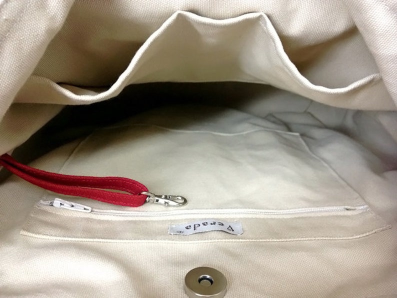 Canvas Bag,Cotton bag Handbags,Diaper bag,Shoulder bag,Hobo bag,Tote bag,Messenger Purse,Everyday bag, Red Martha image 6