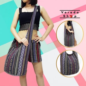 Gewebte Baumwolltasche,Hippietasche, Hobo Boho Tasche, Schultertasche, Schultertasche, Schultertasche, Crossbody-Tasche, Geldbörse Frauentasche, Handtaschen, langer Riemen CWB41